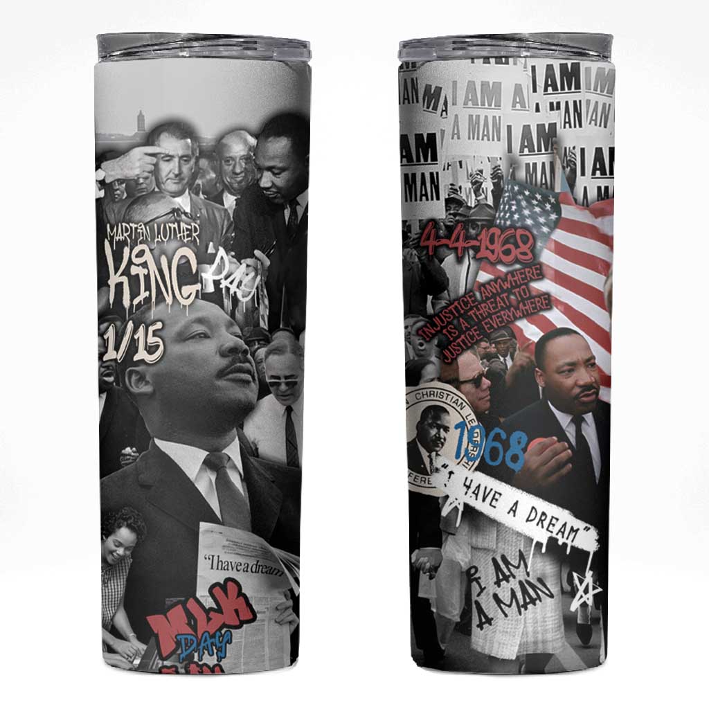 Martin Luther King Day Afro Skinny Tumbler Civil Rights Leader - Classic American Street Graffiti - African Pride