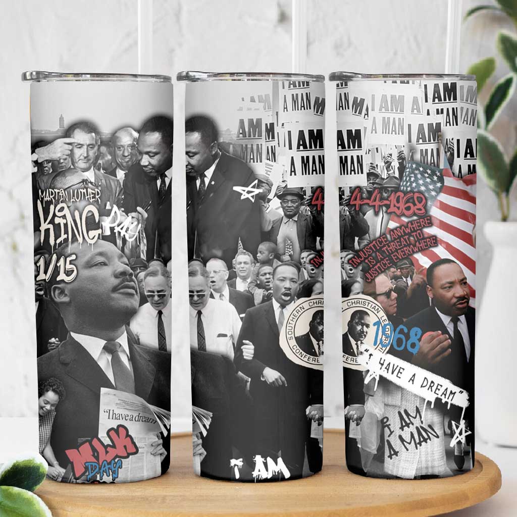 Martin Luther King Day Afro Skinny Tumbler Civil Rights Leader - Classic American Street Graffiti - African Pride