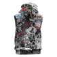 Martin Luther King Day Afro Sleeveless Hoodie Civil Rights Leader - Classic American Street Graffiti - African Pride