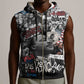 Martin Luther King Day Afro Sleeveless Zip Hoodie Civil Rights Leader - Classic American Street Graffiti - African Pride