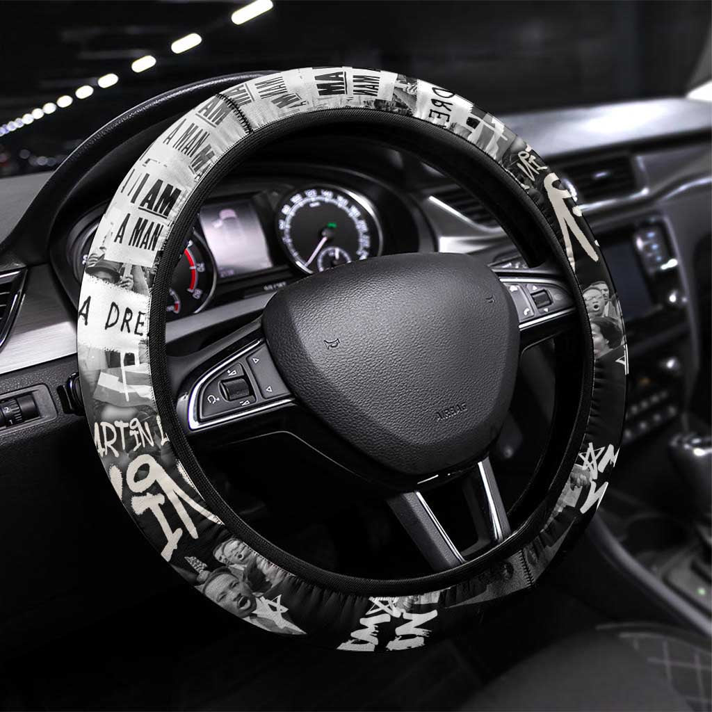 Martin Luther King Day Afro Steering Wheel Cover Civil Rights Leader - Classic American Street Graffiti - African Pride