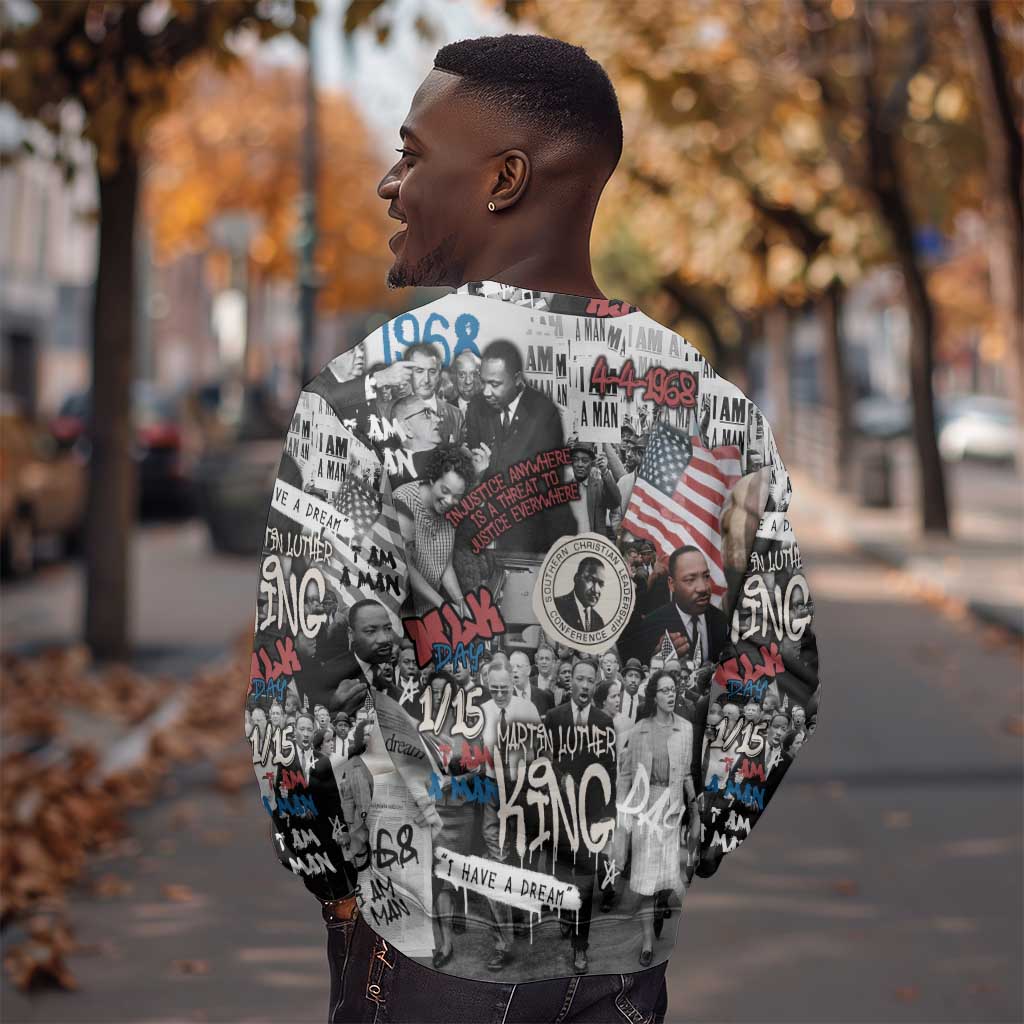 Martin Luther King Day Afro Sweatshirt Civil Rights Leader - Classic American Street Graffiti - African Pride