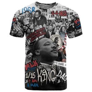 Martin Luther King Day Afro T shirt Civil Rights Leader - Classic American Street Graffiti - African Pride