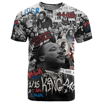Martin Luther King Day Afro T shirt Civil Rights Leader - Classic American Street Graffiti - African Pride