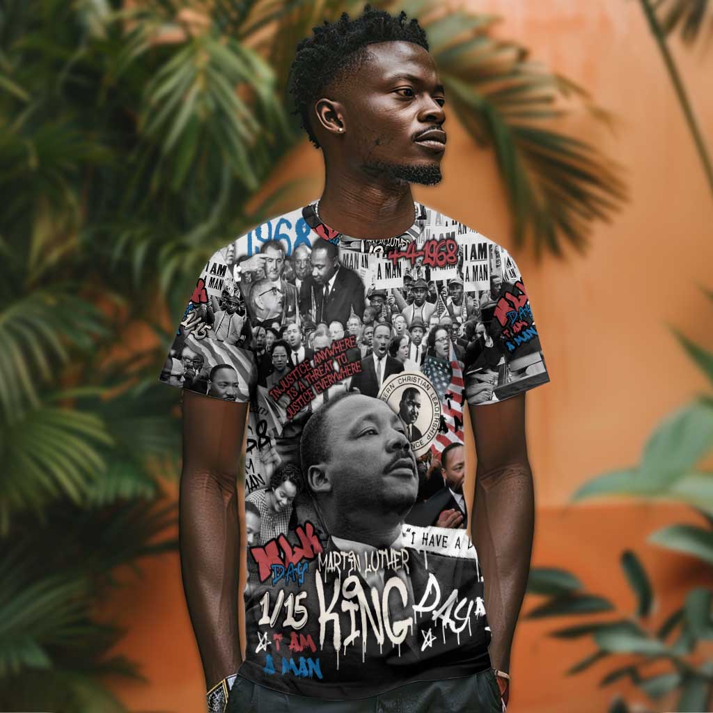 Martin Luther King Day Afro T shirt Civil Rights Leader - Classic American Street Graffiti - African Pride
