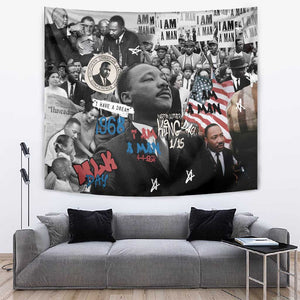 Martin Luther King Day Afro Tapestry Civil Rights Leader - Classic American Street Graffiti - African Pride