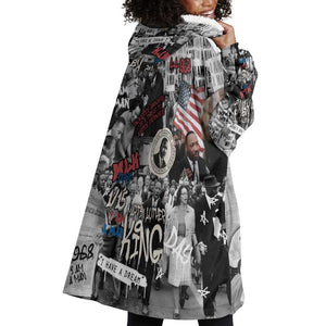 Martin Luther King Day Afro Wearable Blanket Hoodie Civil Rights Leader - Classic American Street Graffiti - African Pride