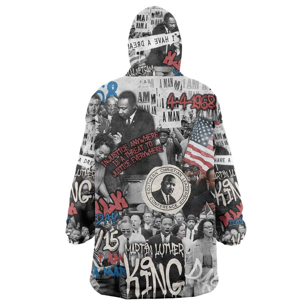 Martin Luther King Day Afro Wearable Blanket Hoodie Civil Rights Leader - Classic American Street Graffiti - African Pride