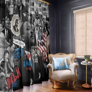 Martin Luther King Day Afro Window Curtain Civil Rights Leader - Classic American Street Graffiti - African Pride