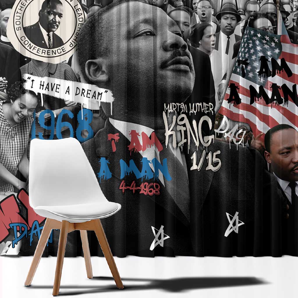 Martin Luther King Day Afro Window Curtain Civil Rights Leader - Classic American Street Graffiti - African Pride