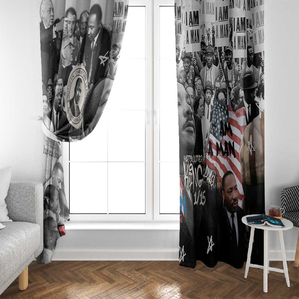 Martin Luther King Day Afro Window Curtain Civil Rights Leader - Classic American Street Graffiti - African Pride