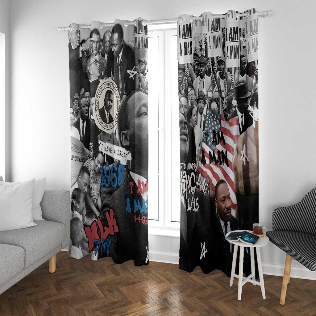Martin Luther King Day Afro Window Curtain Civil Rights Leader - Classic American Street Graffiti - African Pride