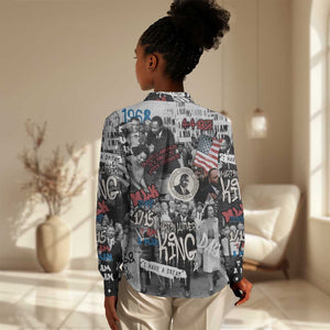 Martin Luther King Day Afro Women Casual Shirt Civil Rights Leader - Classic American Street Graffiti - African Pride