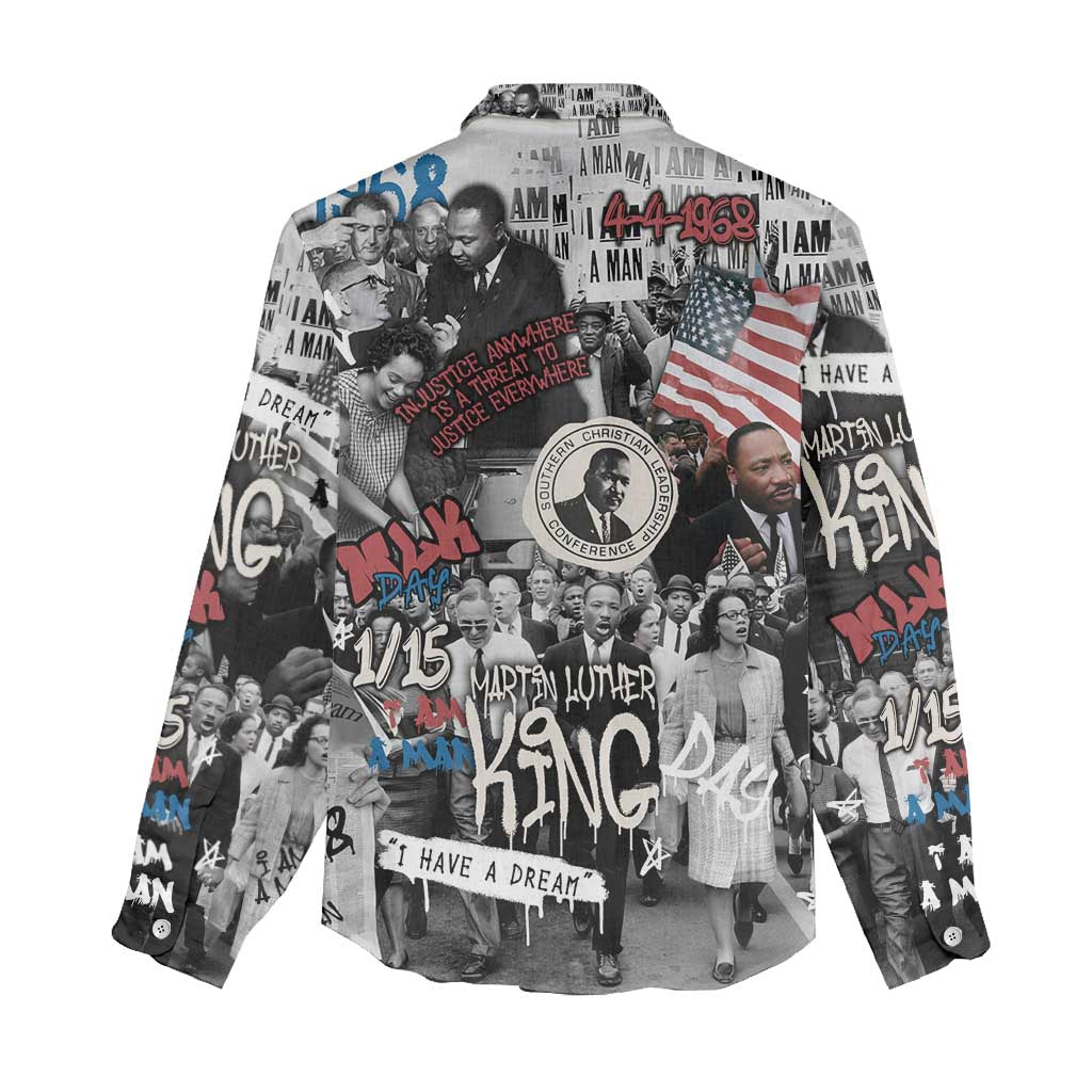 Martin Luther King Day Afro Women Casual Shirt Civil Rights Leader - Classic American Street Graffiti - African Pride