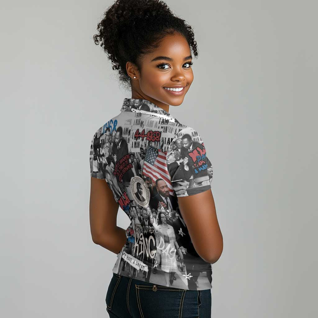 Martin Luther King Day Afro Women Polo Shirt Civil Rights Leader - Classic American Street Graffiti - African Pride