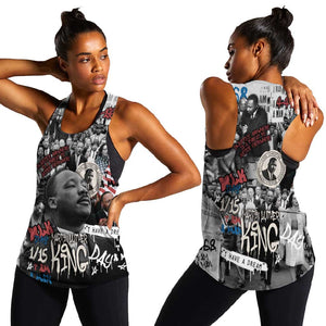 Martin Luther King Day Afro Women Racerback Tank Civil Rights Leader - Classic American Street Graffiti - African Pride