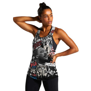 Martin Luther King Day Afro Women Racerback Tank Civil Rights Leader - Classic American Street Graffiti - African Pride