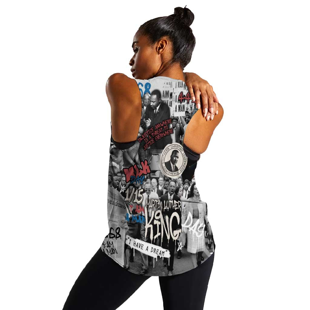 Martin Luther King Day Afro Women Racerback Tank Civil Rights Leader - Classic American Street Graffiti - African Pride
