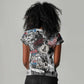 Martin Luther King Day Afro Women V-Neck T-Shirt Civil Rights Leader - Classic American Street Graffiti - African Pride