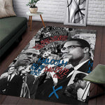 Afro Malcolm X Area Rug Quotes Dates and Black History Activist Theme - African Pride
