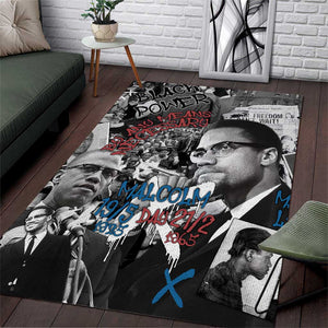 Afro Malcolm X Area Rug Quotes Dates and Black History Activist Theme - African Pride