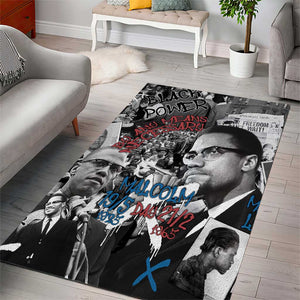 Afro Malcolm X Area Rug Quotes Dates and Black History Activist Theme - African Pride