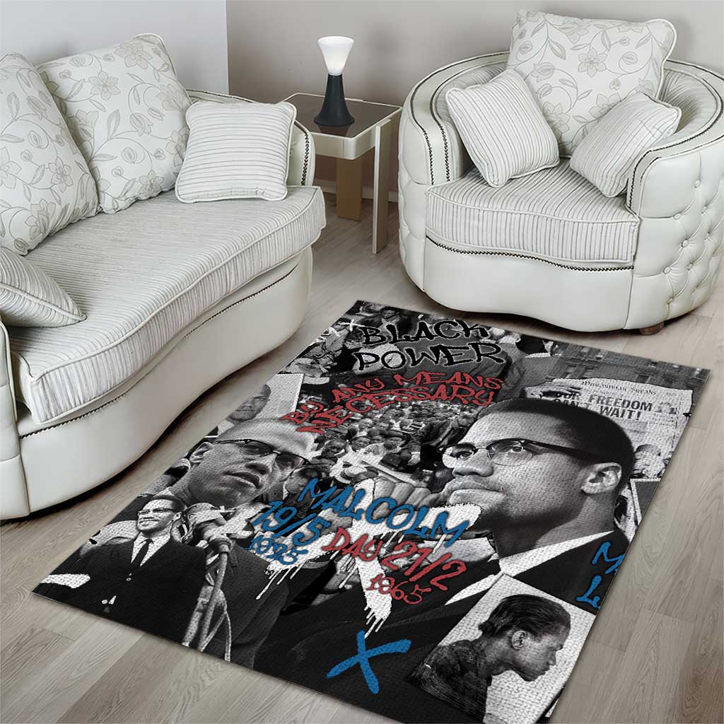 Afro Malcolm X Area Rug Quotes Dates and Black History Activist Theme - African Pride