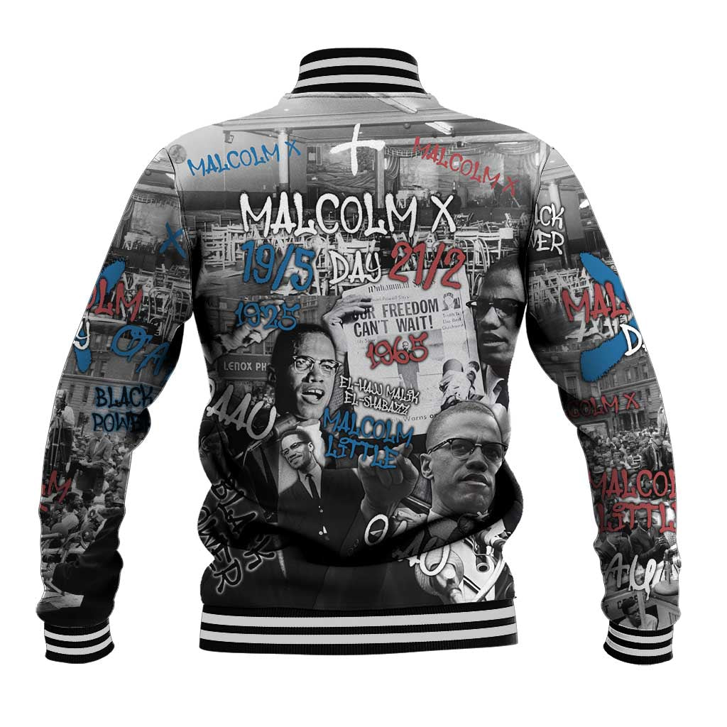 Afro Malcolm X Baseball Jacket Quotes Dates and Black History Activist Theme - African Pride