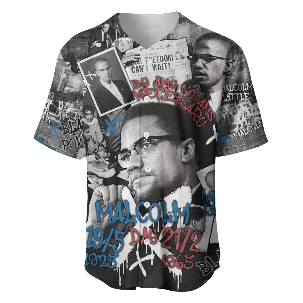 Afro Malcolm X Baseball Jersey Quotes Dates and Black History Activist Theme - African Pride
