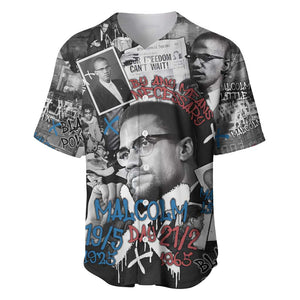 Afro Malcolm X Baseball Jersey Quotes Dates and Black History Activist Theme - African Pride