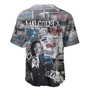 Afro Malcolm X Baseball Jersey Quotes Dates and Black History Activist Theme - African Pride