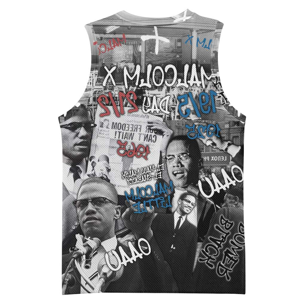 Afro Malcolm X Basketball Jersey Quotes Dates and Black History Activist Theme - African Pride