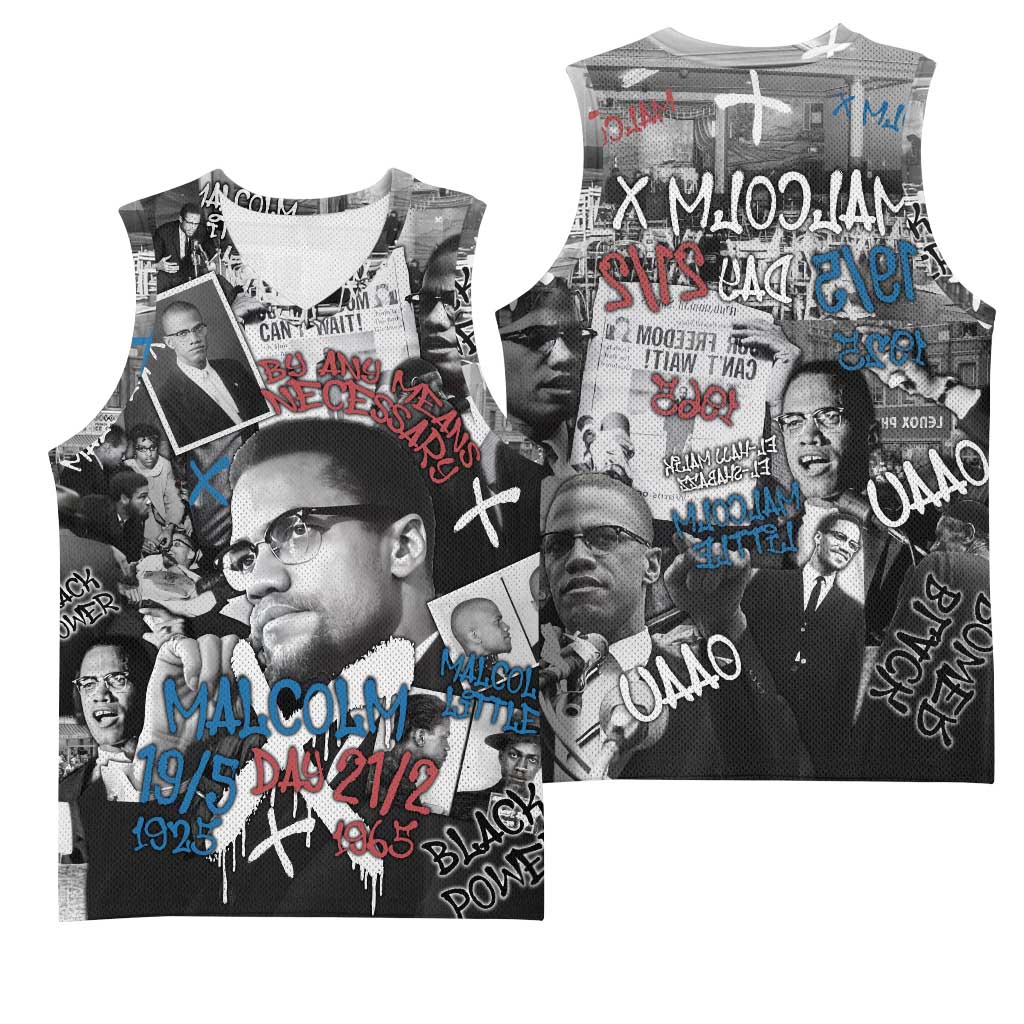 Afro Malcolm X Basketball Jersey Quotes Dates and Black History Activist Theme - African Pride