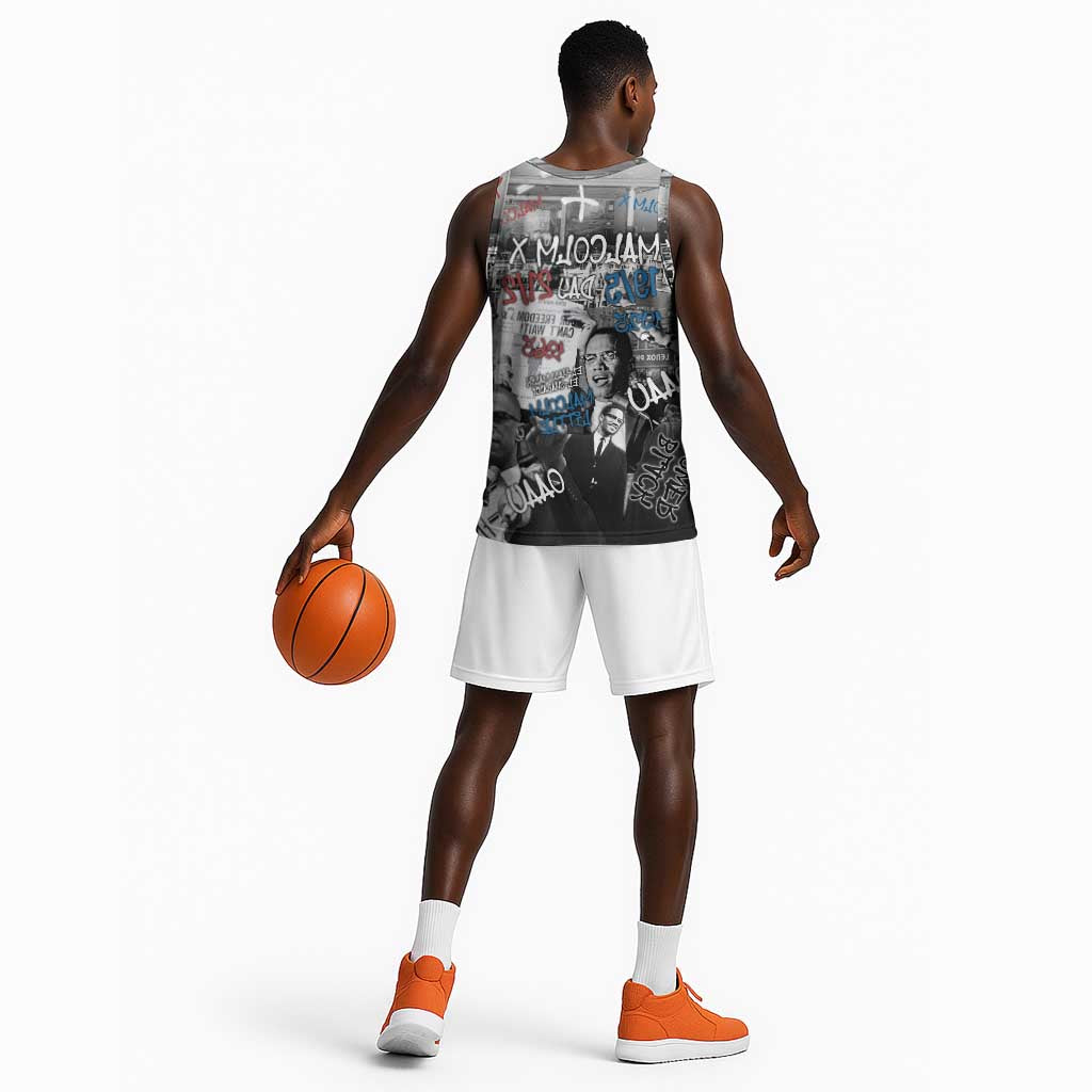 Afro Malcolm X Basketball Jersey Quotes Dates and Black History Activist Theme - African Pride