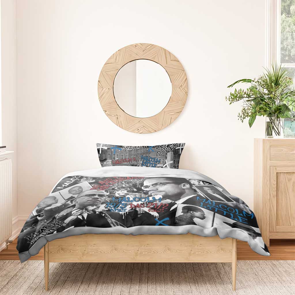 Afro Malcolm X Bedding Set Quotes Dates and Black History Activist Theme - African Pride