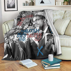 Afro Malcolm X Blanket Quotes Dates and Black History Activist Theme - African Pride