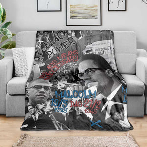 Afro Malcolm X Blanket Quotes Dates and Black History Activist Theme - African Pride