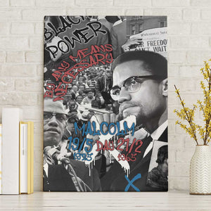 Afro Malcolm X Canvas Wall Art Quotes Dates and Black History Activist Theme - African Pride