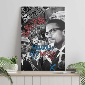 Afro Malcolm X Canvas Wall Art Quotes Dates and Black History Activist Theme - African Pride