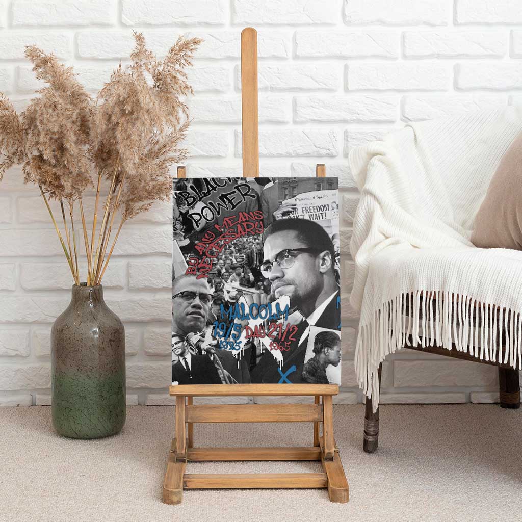Afro Malcolm X Canvas Wall Art Quotes Dates and Black History Activist Theme - African Pride