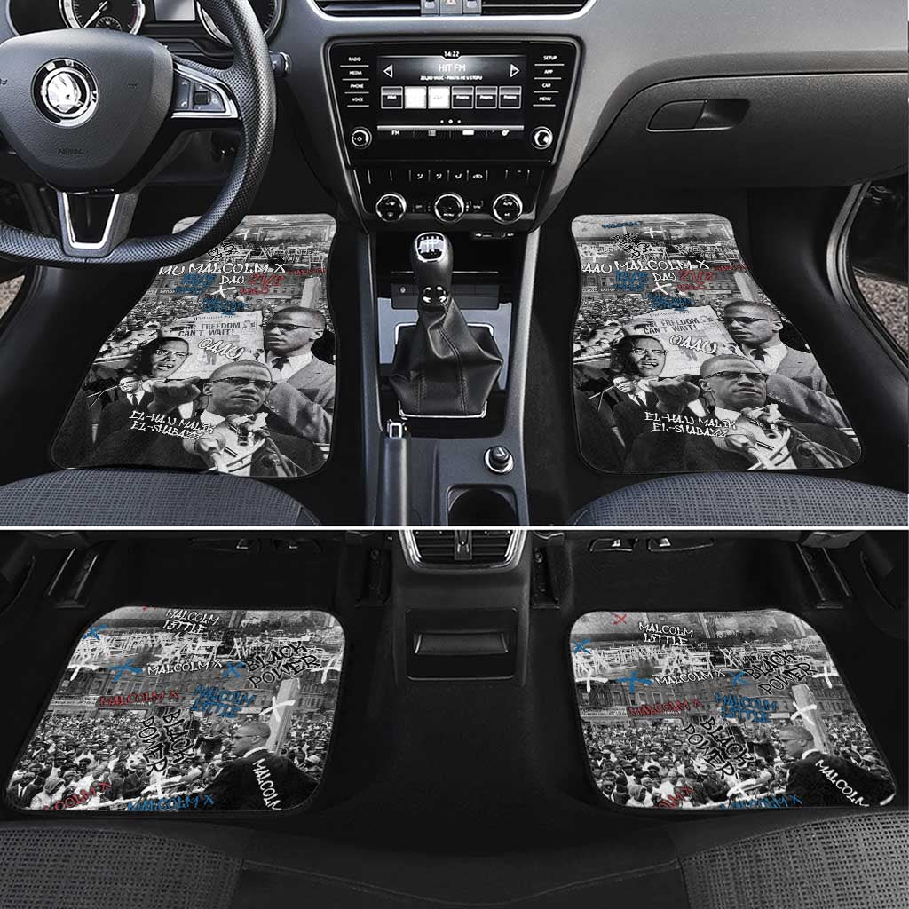 Afro Malcolm X Car Mats Quotes Dates and Black History Activist Theme - African Pride
