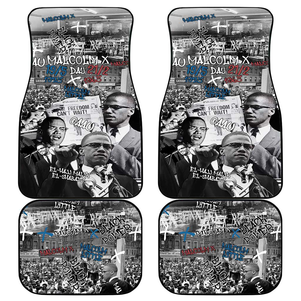 Afro Malcolm X Car Mats Quotes Dates and Black History Activist Theme - African Pride