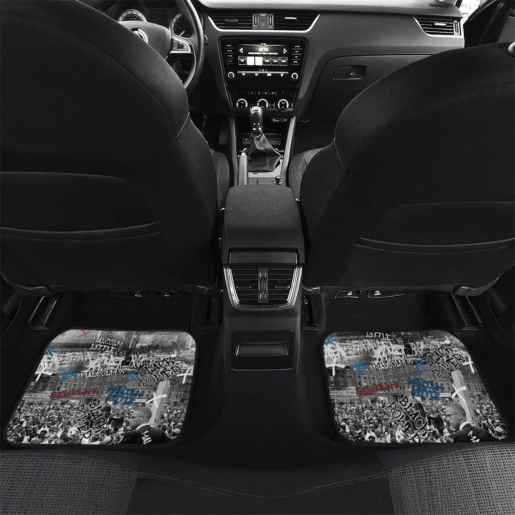 Afro Malcolm X Car Mats Quotes Dates and Black History Activist Theme - African Pride