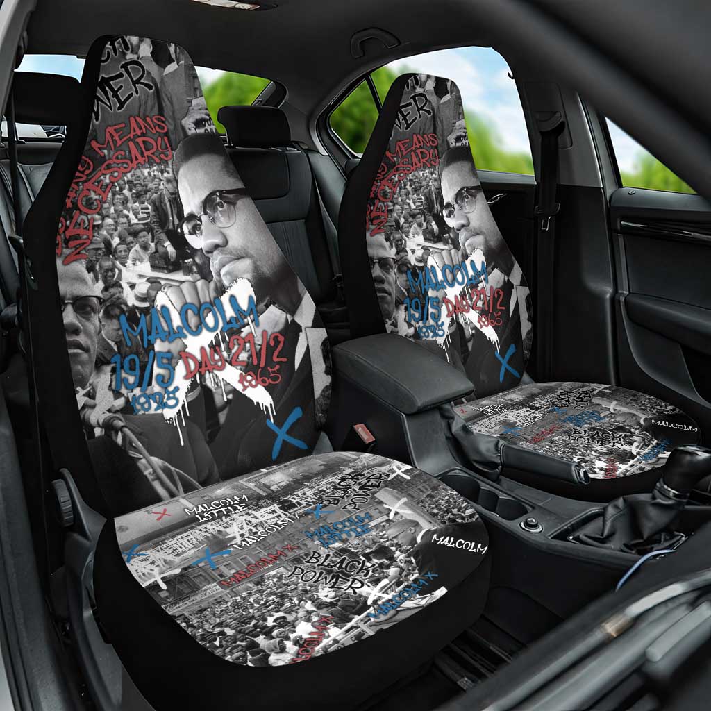 Afro Malcolm X Car Seat Cover Quotes Dates and Black History Activist Theme - African Pride
