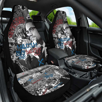 Afro Malcolm X Car Seat Cover Quotes Dates and Black History Activist Theme - African Pride
