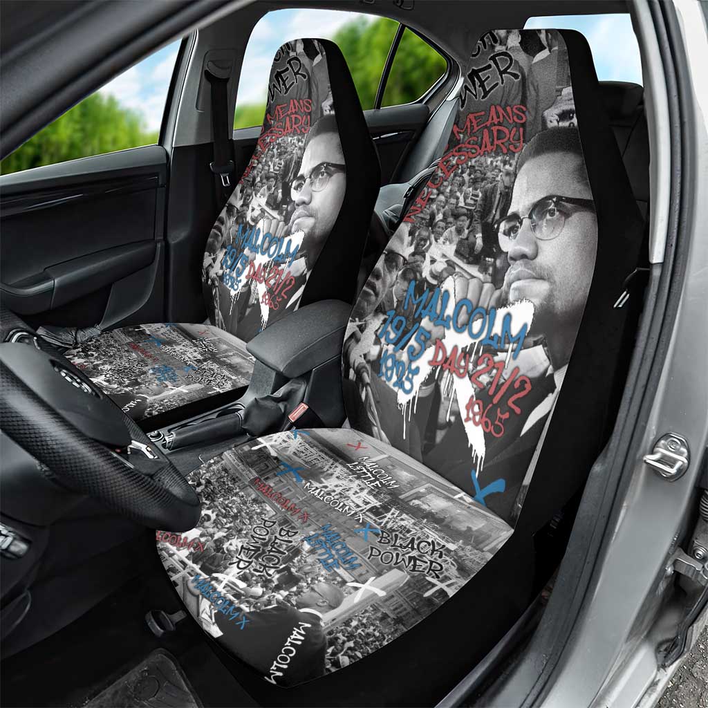 Afro Malcolm X Car Seat Cover Quotes Dates and Black History Activist Theme - African Pride