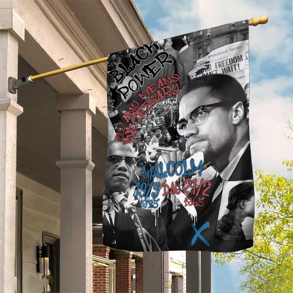 Afro Malcolm X Garden Flag Quotes Dates and Black History Activist Theme - African Pride