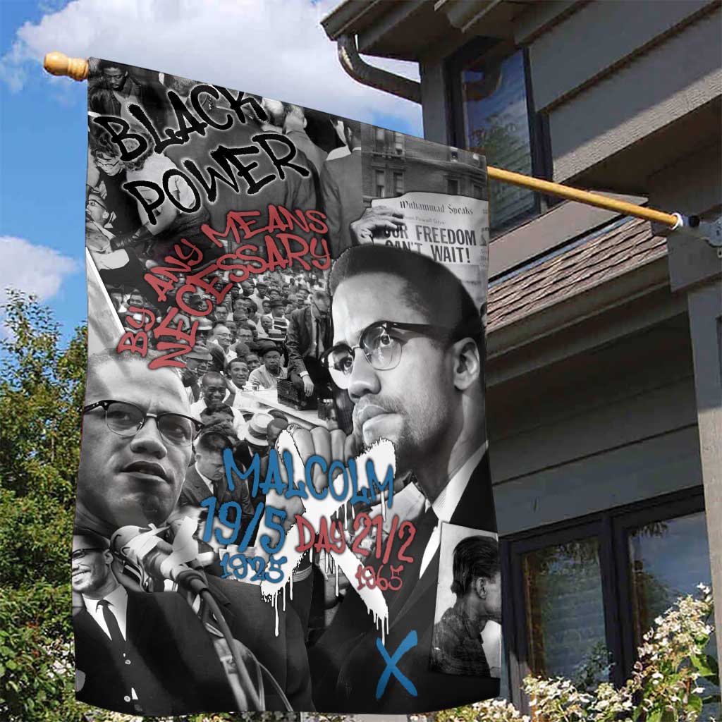 Afro Malcolm X Garden Flag Quotes Dates and Black History Activist Theme - African Pride