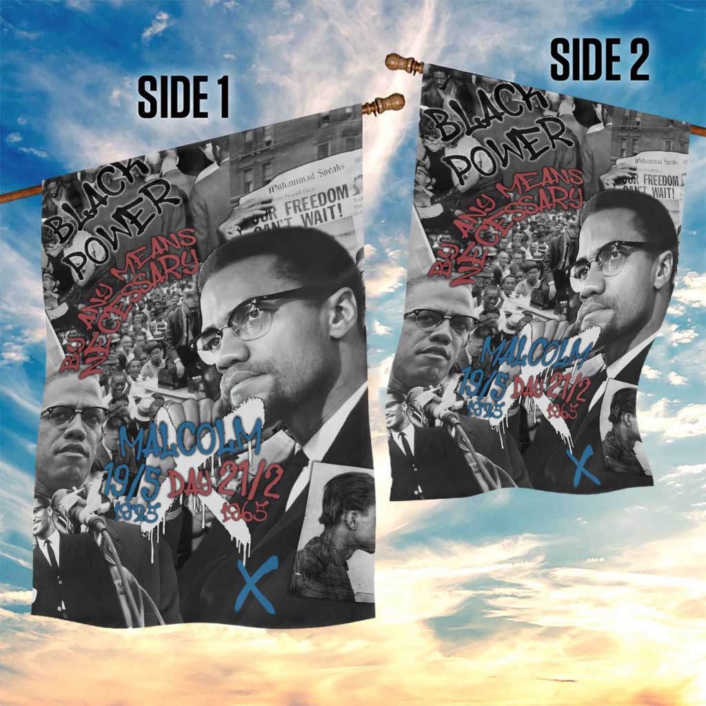 Afro Malcolm X Garden Flag Quotes Dates and Black History Activist Theme - African Pride