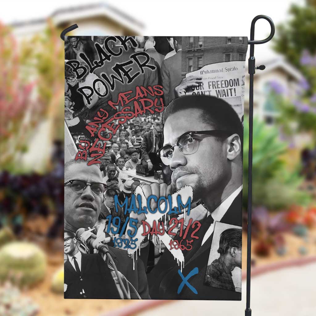 Afro Malcolm X Garden Flag Quotes Dates and Black History Activist Theme - African Pride